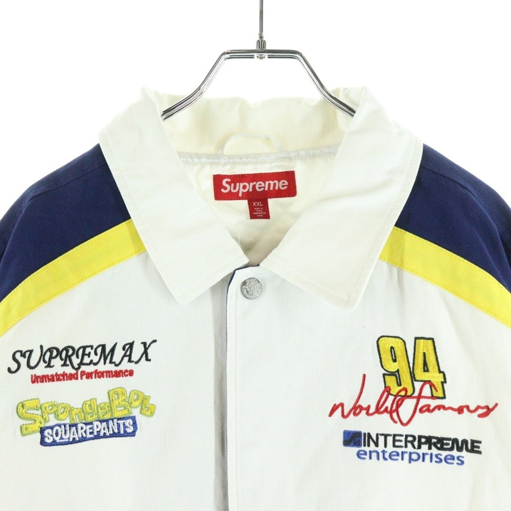SUPREME(シュプリーム) ×SpongeBob SquarePants Jeff Hamilton Racing Jacket スポンジボブ スクエアパンツ ジェフハミルトン レーシング ジャケット ホワイト