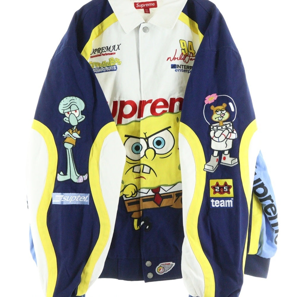 SUPREME(シュプリーム) ×SpongeBob SquarePants Jeff Hamilton Racing Jacket スポンジボブ スクエアパンツ ジェフハミルトン レーシング ジャケット ホワイト