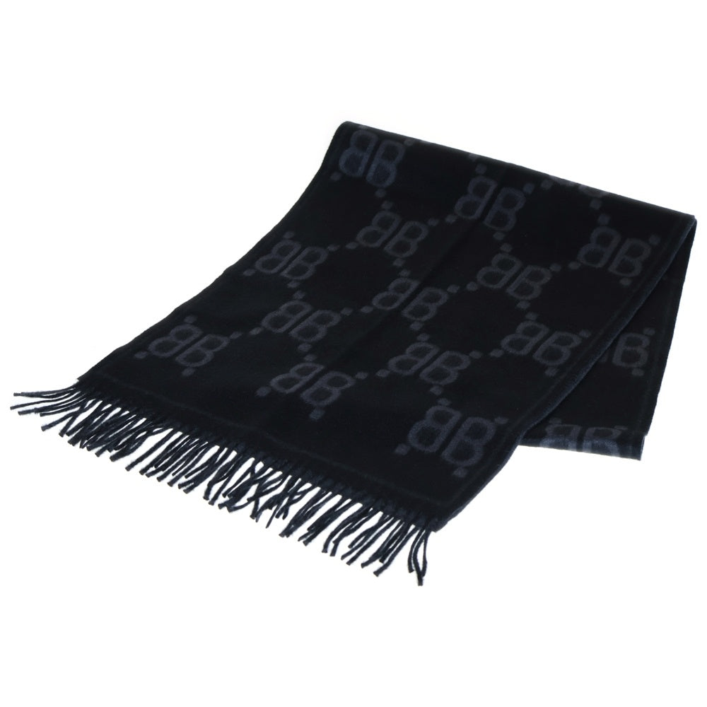 BALENCIAGA(バレンシアガ) ×GUCCI The Hacker Project Cashmere Wool Scarf グッチ ハッカープロジェクト カシミヤ マフラー ブラック 681511 420B9