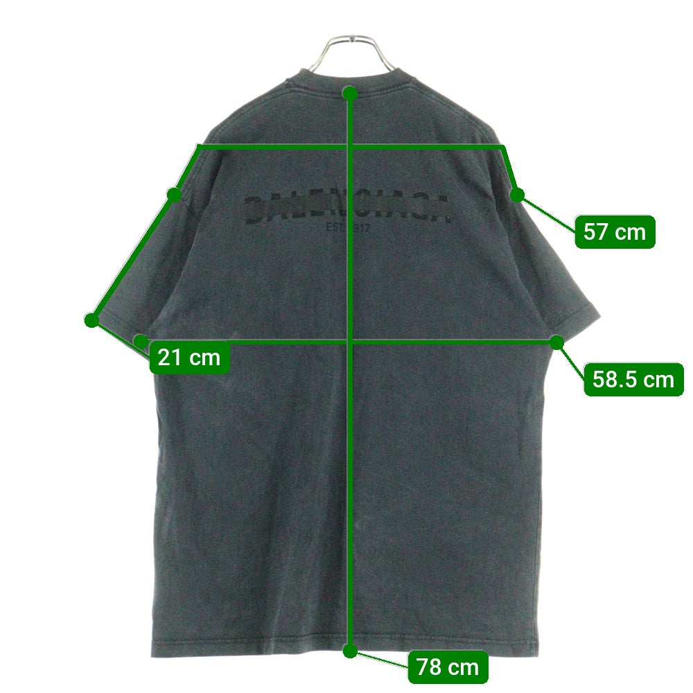 BALENCIAGA(バレンシアガ) Strike 1917 Oversized T-shirt ウォッシュド加工 半袖Tシャツ グレー 694576 TMVJ6