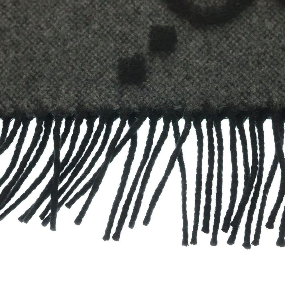 GUCCI(グッチ) Cashmere Knit Scarf GGロゴ カシミヤマフラー スカーフ グレー 674275 4GABX
