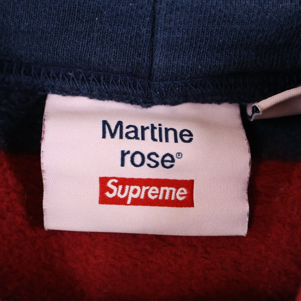 SUPREME(シュプリーム) 24AW ×Martine Rose Hooded Sweatshirt マーティンローズ ボーダー プルオーバースウェットパーカー フーディー レッド/ネイビー