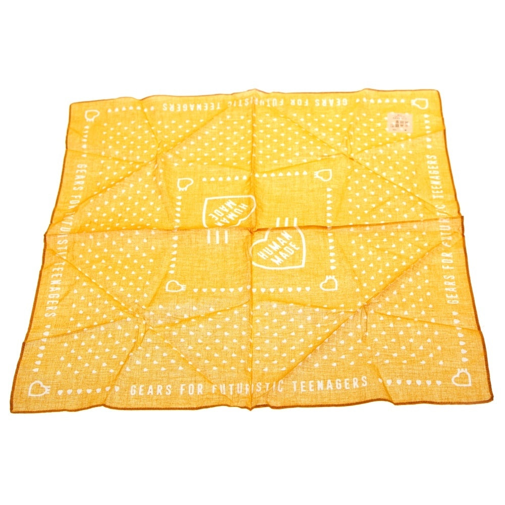 HUMAN MADE(ヒューマンメイド) Heart Bandana ハートプリント バンダナ イエロー