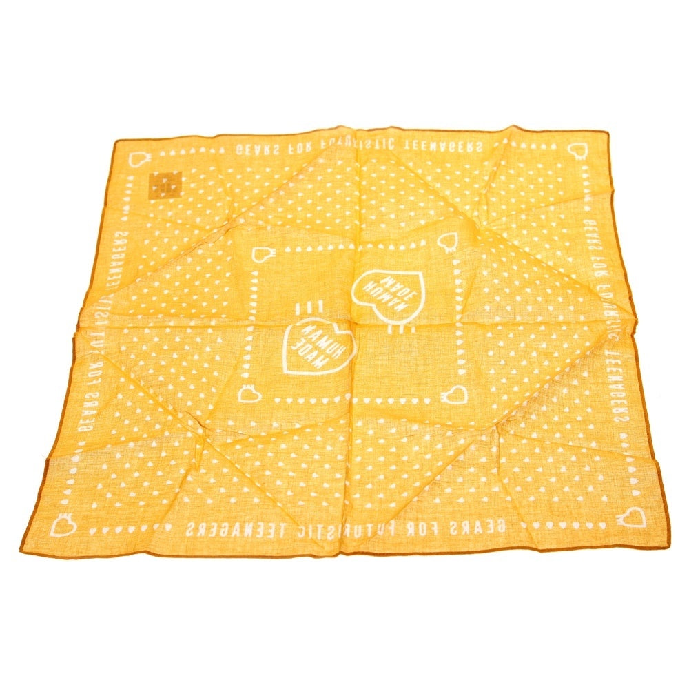 HUMAN MADE(ヒューマンメイド) Heart Bandana ハートプリント バンダナ イエロー