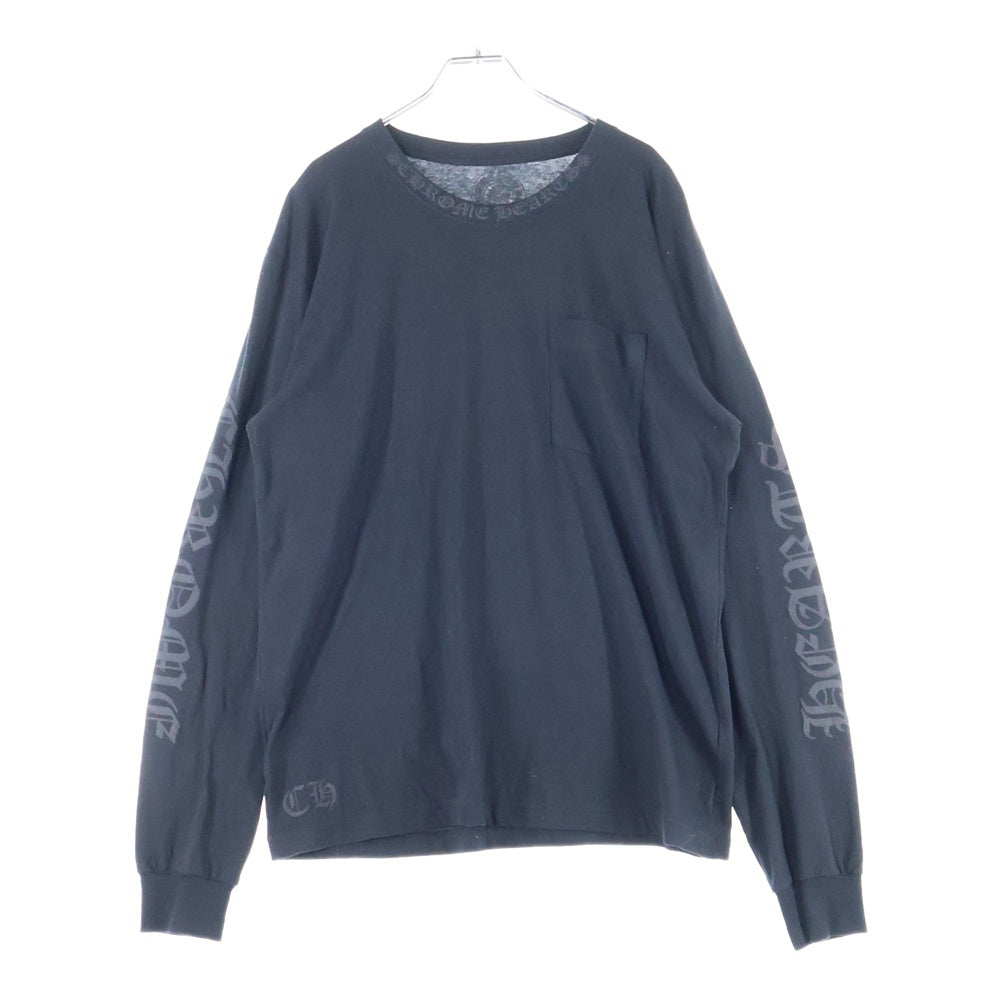 CHROME HEARTS(クロムハーツ) Neck Logo L/S Tee ネックロゴ プリント長袖Tシャツ カットソー ブラック