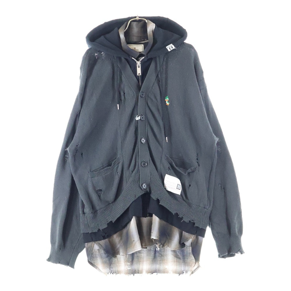 MAISON MIHARAYASUHIRO(メゾンミハラヤスヒロ) 25SS Triple Layered Knit Cardigan トリプルレイヤード ニットカーディガン 長袖シャツ ジップパーカー ブラック A14CD501