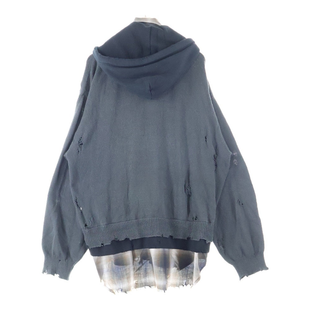 MAISON MIHARAYASUHIRO(メゾンミハラヤスヒロ) 25SS Triple Layered Knit Cardigan トリプルレイヤード ニットカーディガン 長袖シャツ ジップパーカー ブラック A14CD501