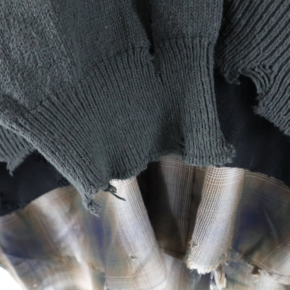 MAISON MIHARAYASUHIRO(メゾンミハラヤスヒロ) 25SS Triple Layered Knit Cardigan トリプルレイヤード ニットカーディガン 長袖シャツ ジップパーカー ブラック A14CD501