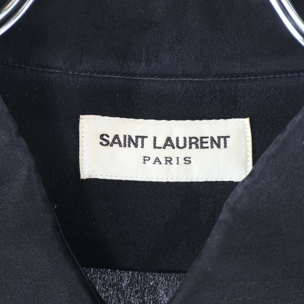 SAINT LAURENT PARIS(サンローランパリ) Silk Shirt イブカラークラシック シルク長袖シャツ ブラック 646850 Y2G27