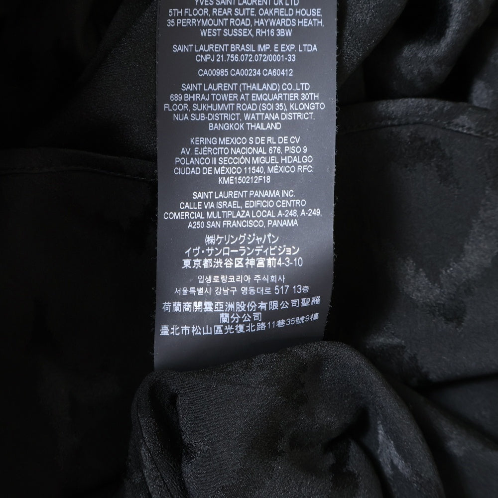 SAINT LAURENT PARIS(サンローランパリ) Silk Shirt イブカラークラシック シルク長袖シャツ ブラック 646850 Y2G27