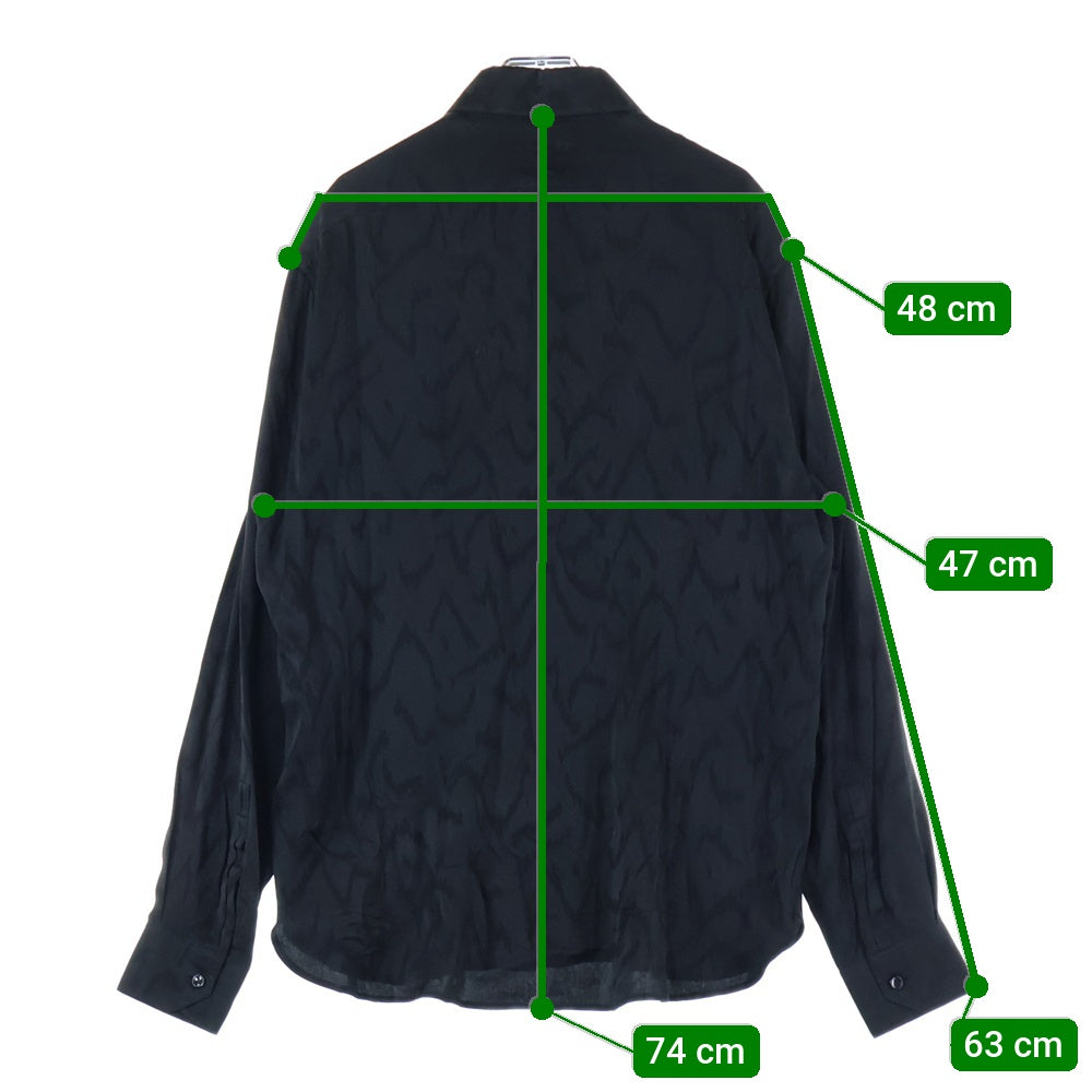 SAINT LAURENT PARIS(サンローランパリ) Silk Shirt イブカラークラシック シルク長袖シャツ ブラック 646850 Y2G27