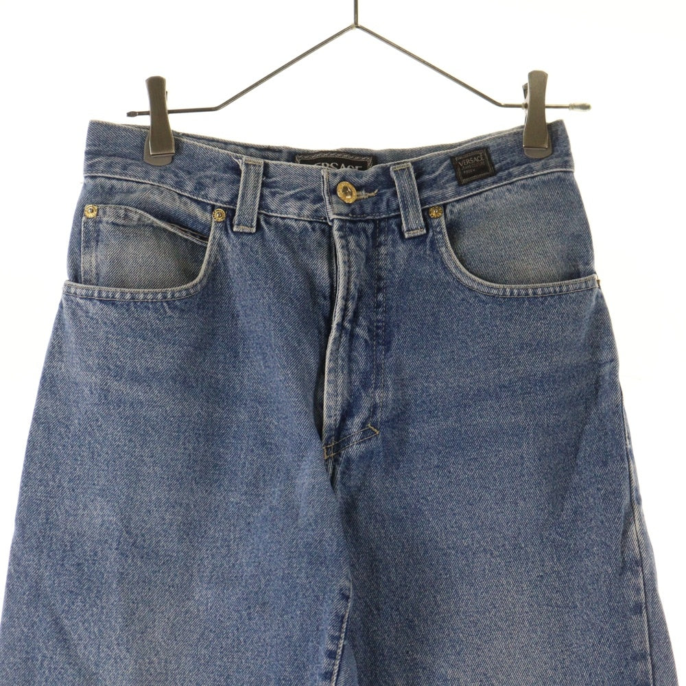 VERSACE JEANS COUTURE(ヴェルサーチジーンズクチュール) ロゴパッチ付き ストレッチデニムパンツ ジーンズ インディゴ