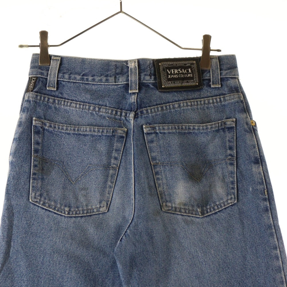 VERSACE JEANS COUTURE(ヴェルサーチジーンズクチュール) ロゴパッチ付き ストレッチデニムパンツ ジーンズ インディゴ