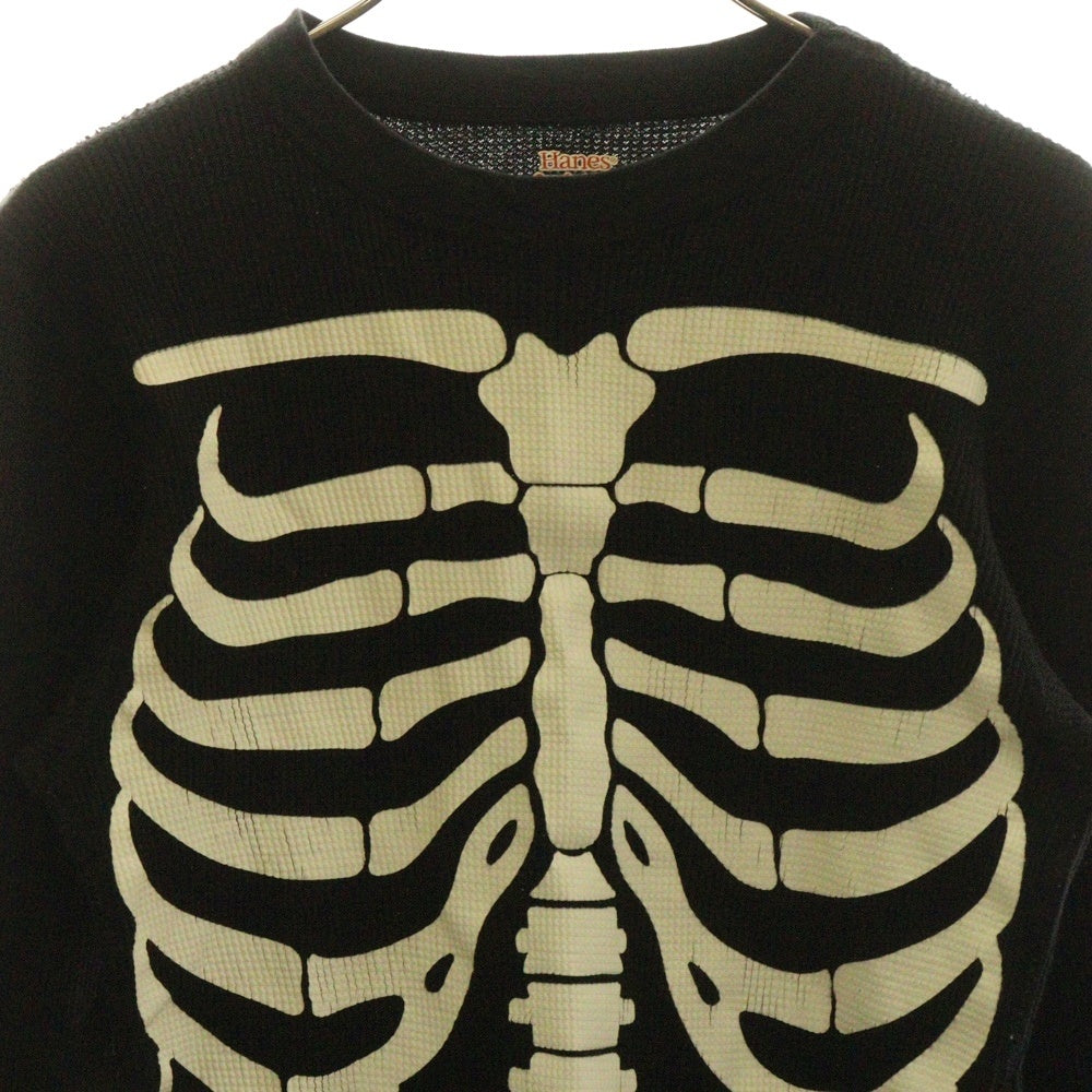 SUPREME(シュプリーム) 24AW ×Hanes Bones Thermal Crew ヘインズ ボーンプリント クルーネック サーマル ロングスリーブ 長袖Tシャツ ブラック
