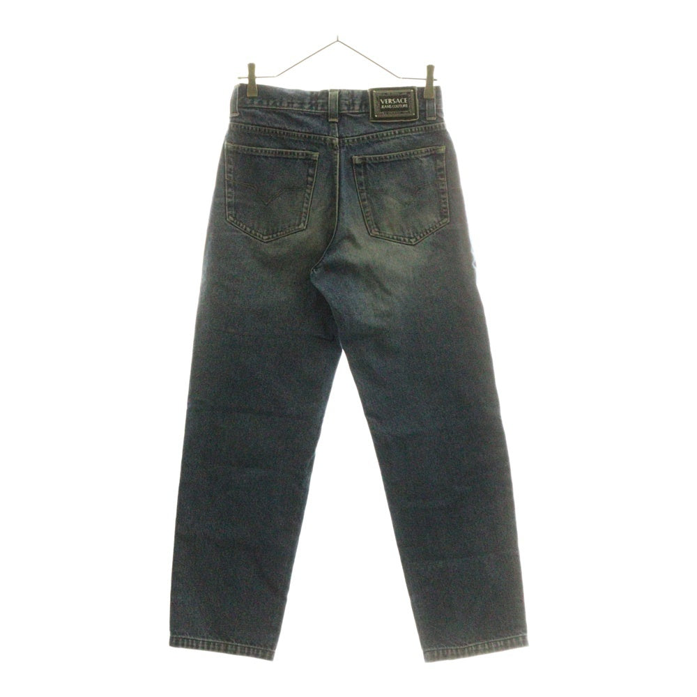 VERSACE JEANS COUTURE(ヴェルサーチジーンズクチュール) ロゴパッチ付き ストレッチデニムパンツ ジーンズ インディゴ