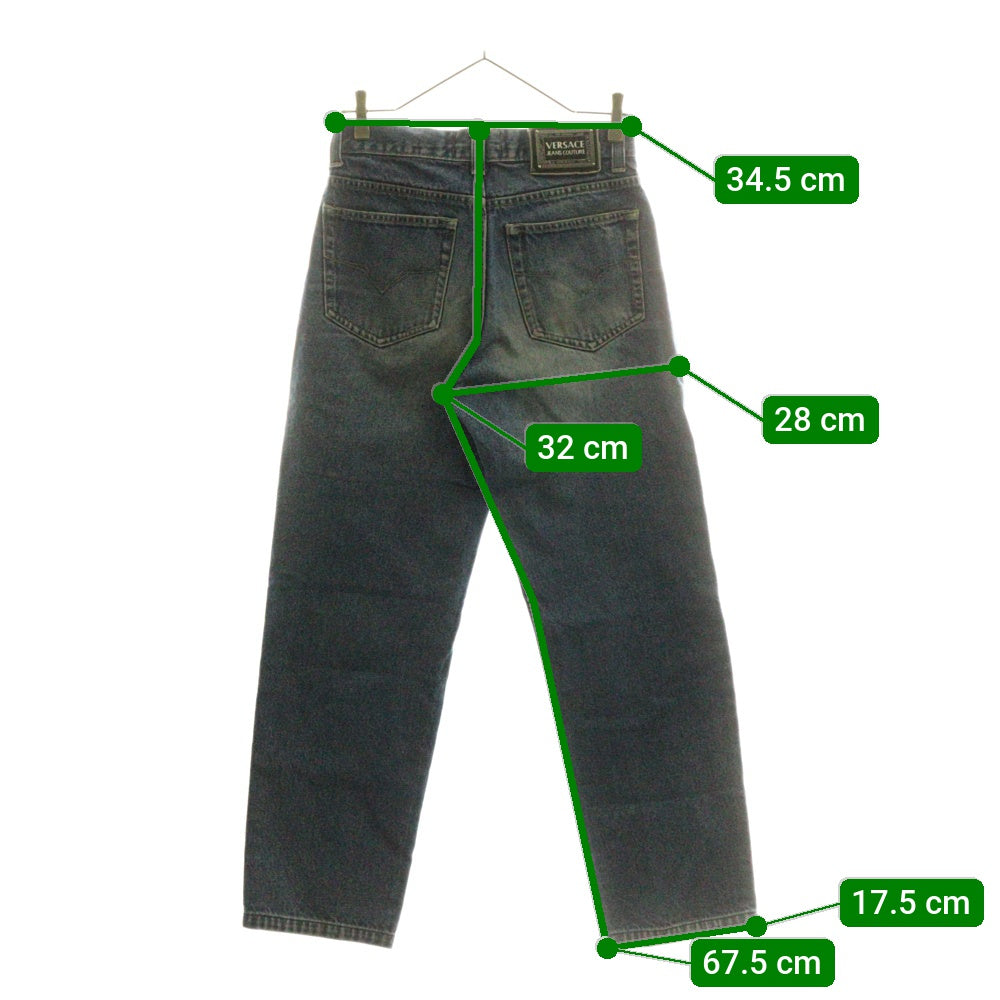 VERSACE JEANS COUTURE(ヴェルサーチジーンズクチュール) ロゴパッチ付き ストレッチデニムパンツ ジーンズ インディゴ