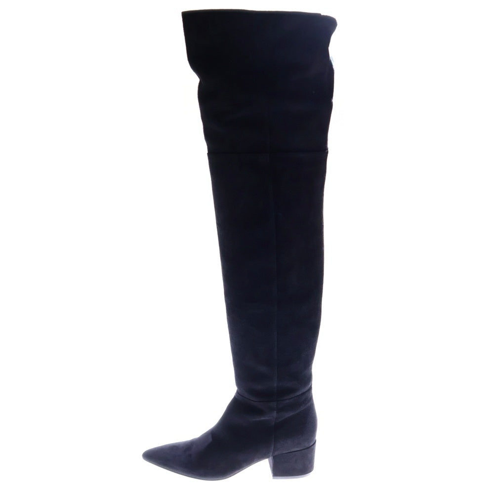 NO BRAND(ノーブランド) SERGIO ROSSI サイドジップ ロングスウェードブーツ ブラック レディー