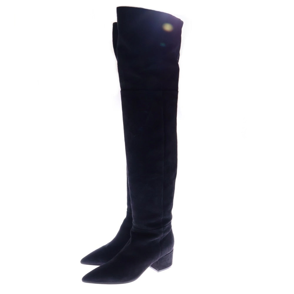 NO BRAND(ノーブランド) SERGIO ROSSI サイドジップ ロングスウェードブーツ ブラック レディー