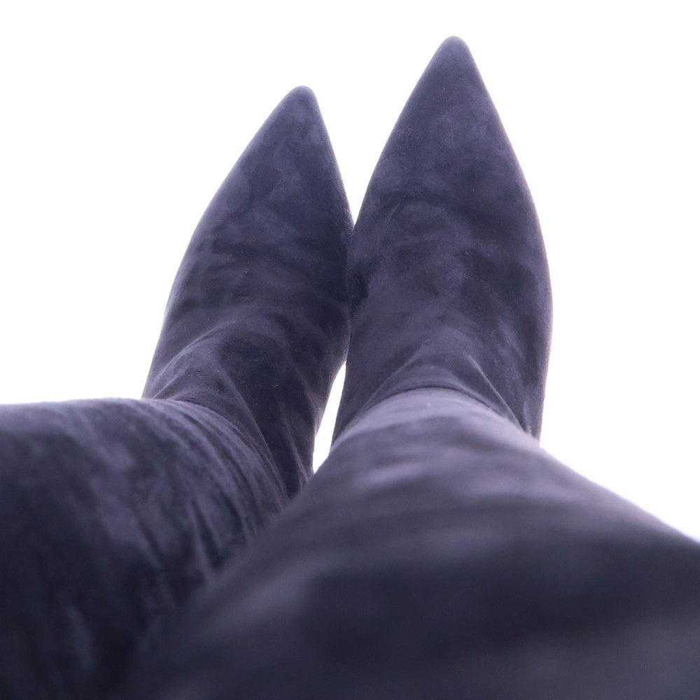 NO BRAND(ノーブランド) SERGIO ROSSI サイドジップ ロングスウェードブーツ ブラック レディー