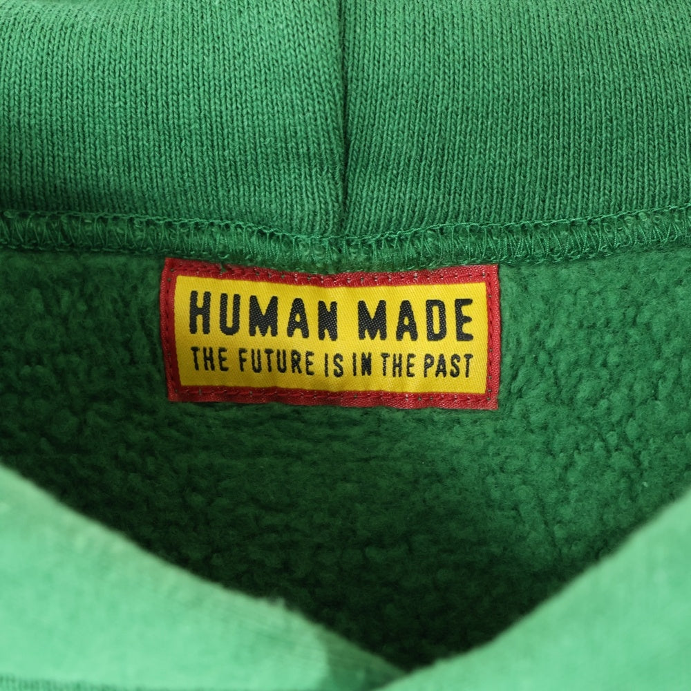 HUMAN MADE(ヒューマンメイド) 25SS HEAVYWEIGHT HOODIE ヘビーウエイト フロントロゴプリント プルオーバースウェットパーカー グリーン HM29CS017
