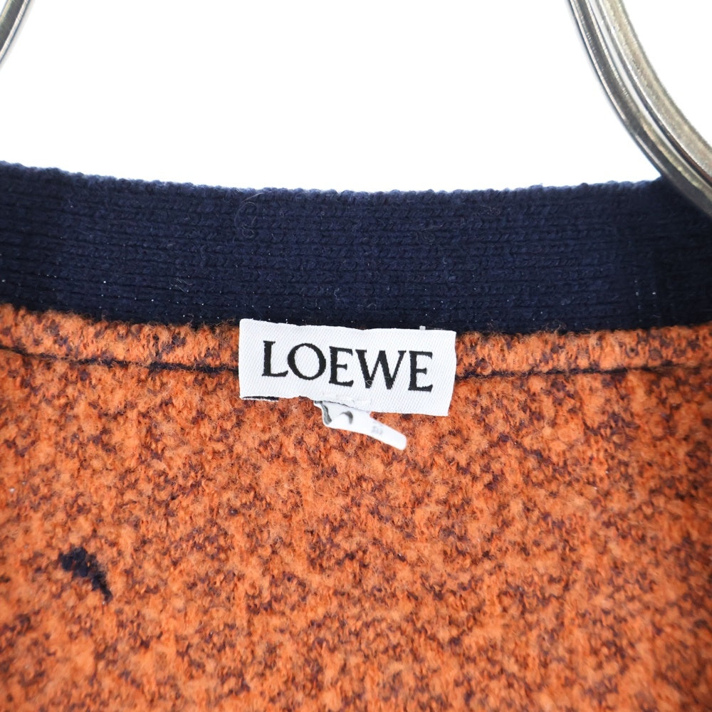 LOEWE(ロエベ) GRAPHIC CARDIGAN グラフィックデザイン ウールカーディガン ネイビー/オレンジ H526Y16K33