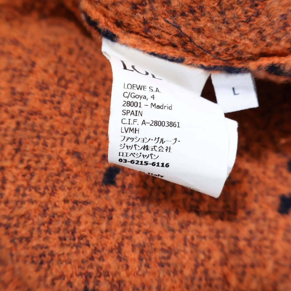 LOEWE(ロエベ) GRAPHIC CARDIGAN グラフィックデザイン ウールカーディガン ネイビー/オレンジ H526Y16K33