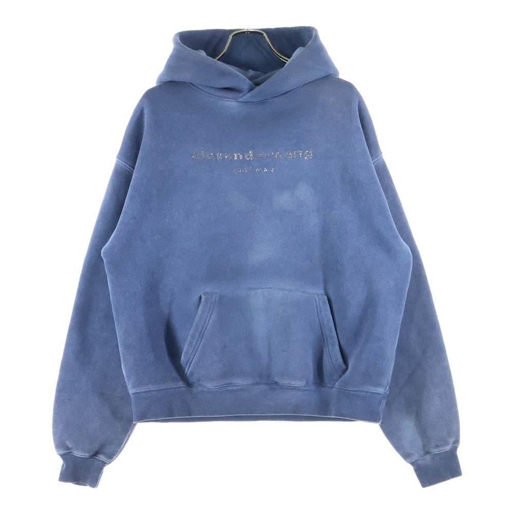 ALEXANDER WANG(アレキサンダーワン) Hotflix Logo Hoodie ラインストーン装飾 プルオーバースウェットパーカー フーディー グレー