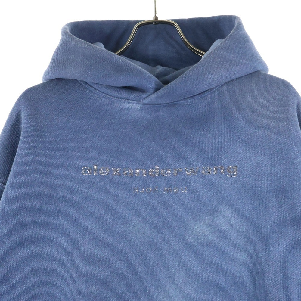 ALEXANDER WANG(アレキサンダーワン) Hotflix Logo Hoodie ラインストーン装飾 プルオーバースウェットパーカー フーディー グレー