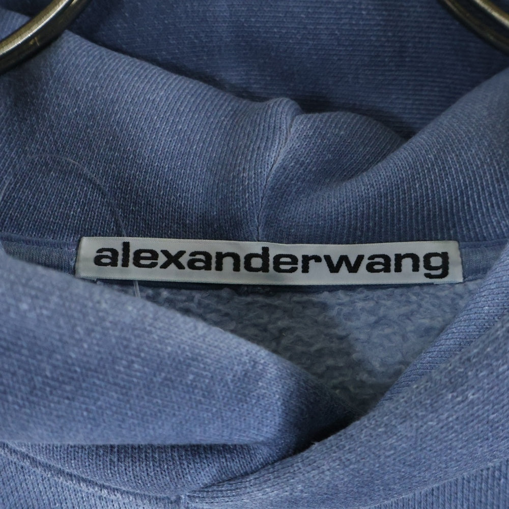 ALEXANDER WANG(アレキサンダーワン) Hotflix Logo Hoodie ラインストーン装飾 プルオーバースウェットパーカー フーディー グレー