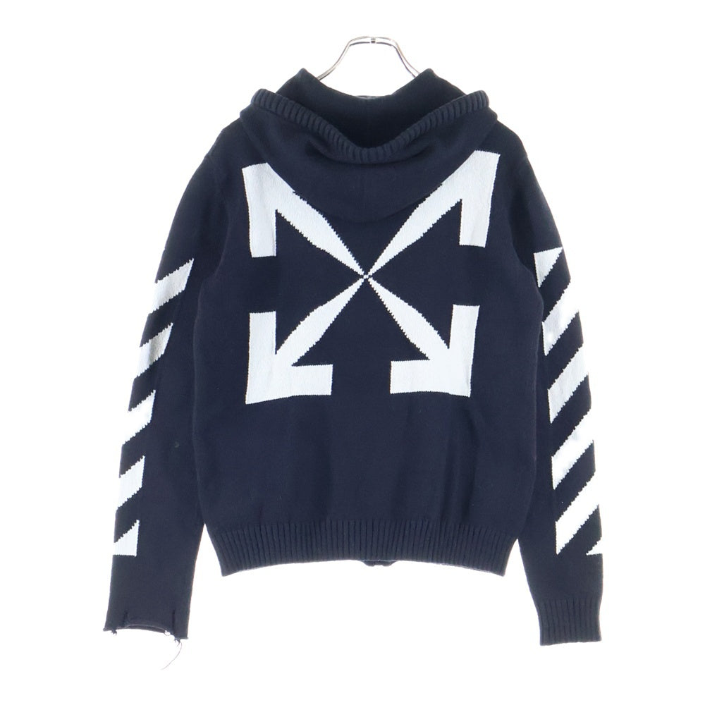 OFF-WHITE(オフホワイト) 20SS Knit Zip Up Hoodie ジップアップニットパーカー フーディー ブラック OMHA080S20G73022