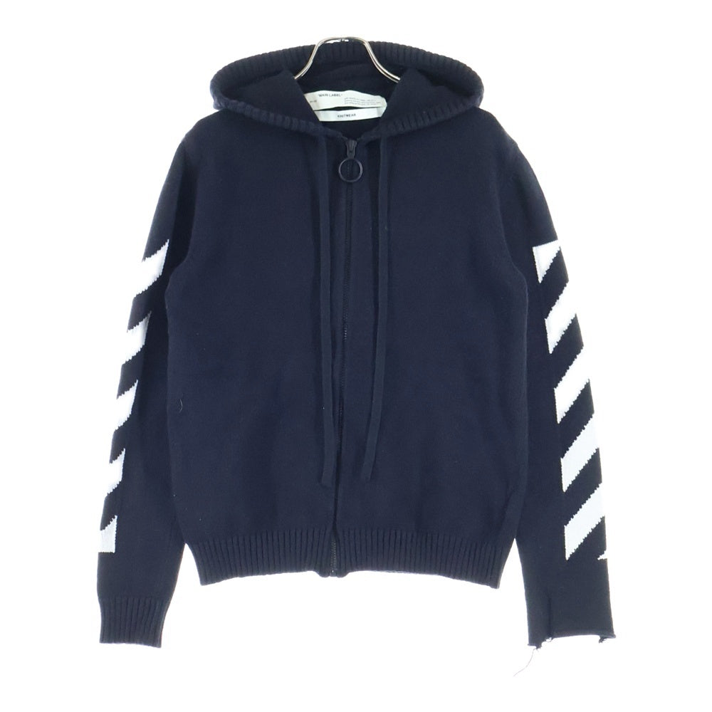 OFF-WHITE(オフホワイト) 20SS Knit Zip Up Hoodie ジップアップニットパーカー フーディー ブラック OMHA080S20G73022