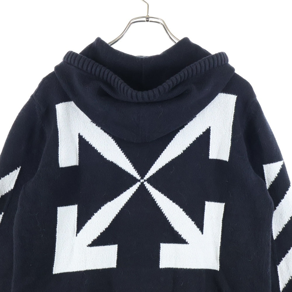 OFF-WHITE(オフホワイト) 20SS Knit Zip Up Hoodie ジップアップニットパーカー フーディー ブラック OMHA080S20G73022