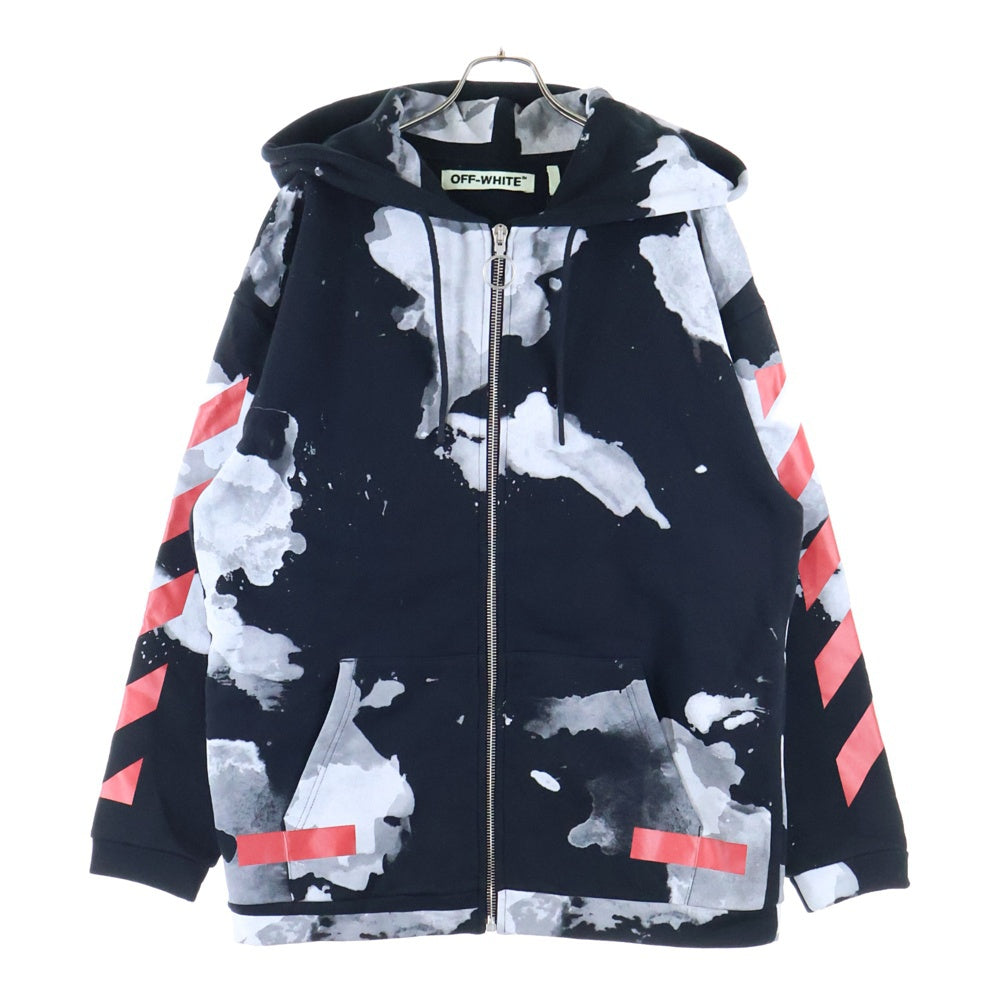 OFF-WHITE(オフホワイト) 16AW Paint Zip Up Hoodie リキッドペイント ジップアップスウェットパーカー フーディー ブラック