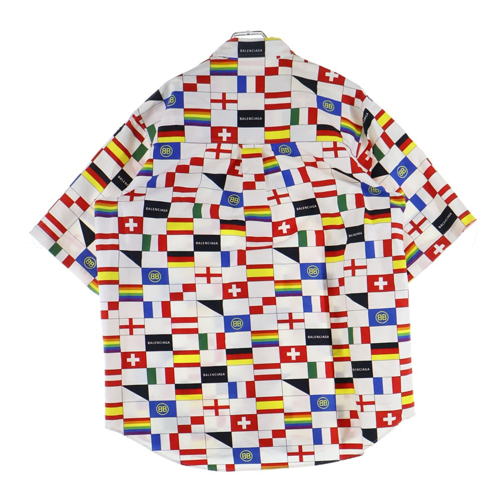 BALENCIAGA(バレンシアガ) 18SS Oversized Flag Shirt 総柄 国旗プリント 半袖シャツ マルチ