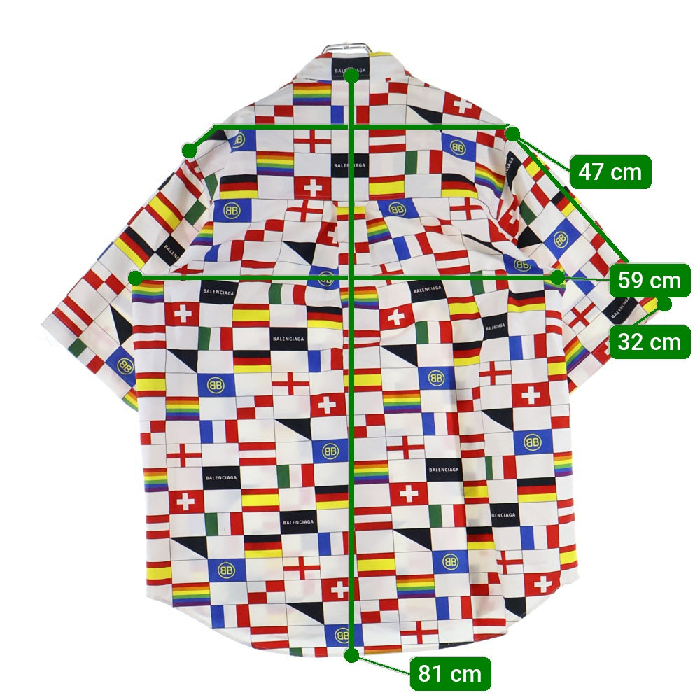 BALENCIAGA(バレンシアガ) 18SS Oversized Flag Shirt 総柄 国旗プリント 半袖シャツ マルチ