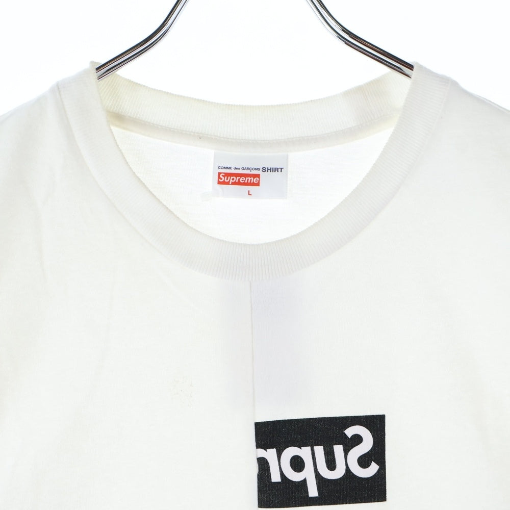 SUPREME(シュプリーム) 18AW ×Comme des Garcons SHIRT Split Box Logo Tee コムデギャルソンシャツ スプリットボックスロゴ 半袖Tシャツ ホワイト
