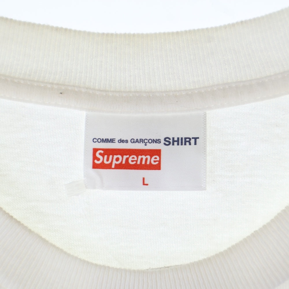 SUPREME(シュプリーム) 18AW ×Comme des Garcons SHIRT Split Box Logo Tee コムデギャルソンシャツ スプリットボックスロゴ 半袖Tシャツ ホワイト