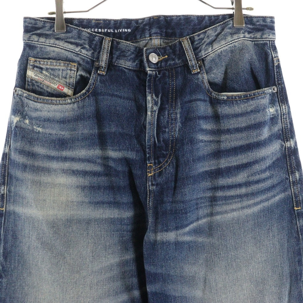 DIESEL(ディーゼル) D-Rise ダメージ加工 ワイドストレート デニムパンツ ボトムス ジーンズ インディゴ A06371