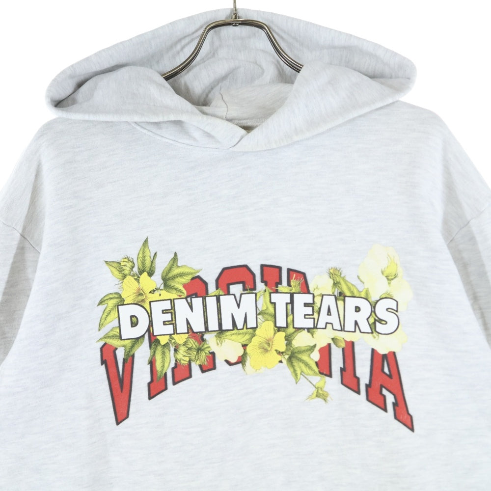 DENIM TEARS(デニムティアーズ) Virginia Sweat Hoodie フロントロゴプリント プルオーバースウェットパーカー フーディ グレー