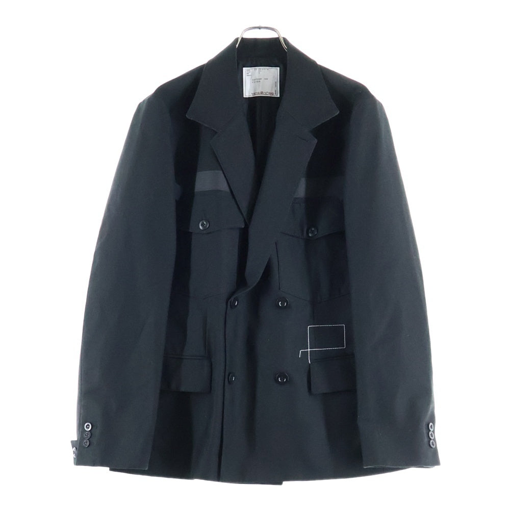 Sacai(サカイ) ×WTAPS Cotton Back Satin Jacket ダブルタップス コットン バック サテン ジャケット ブラック 25-03693M