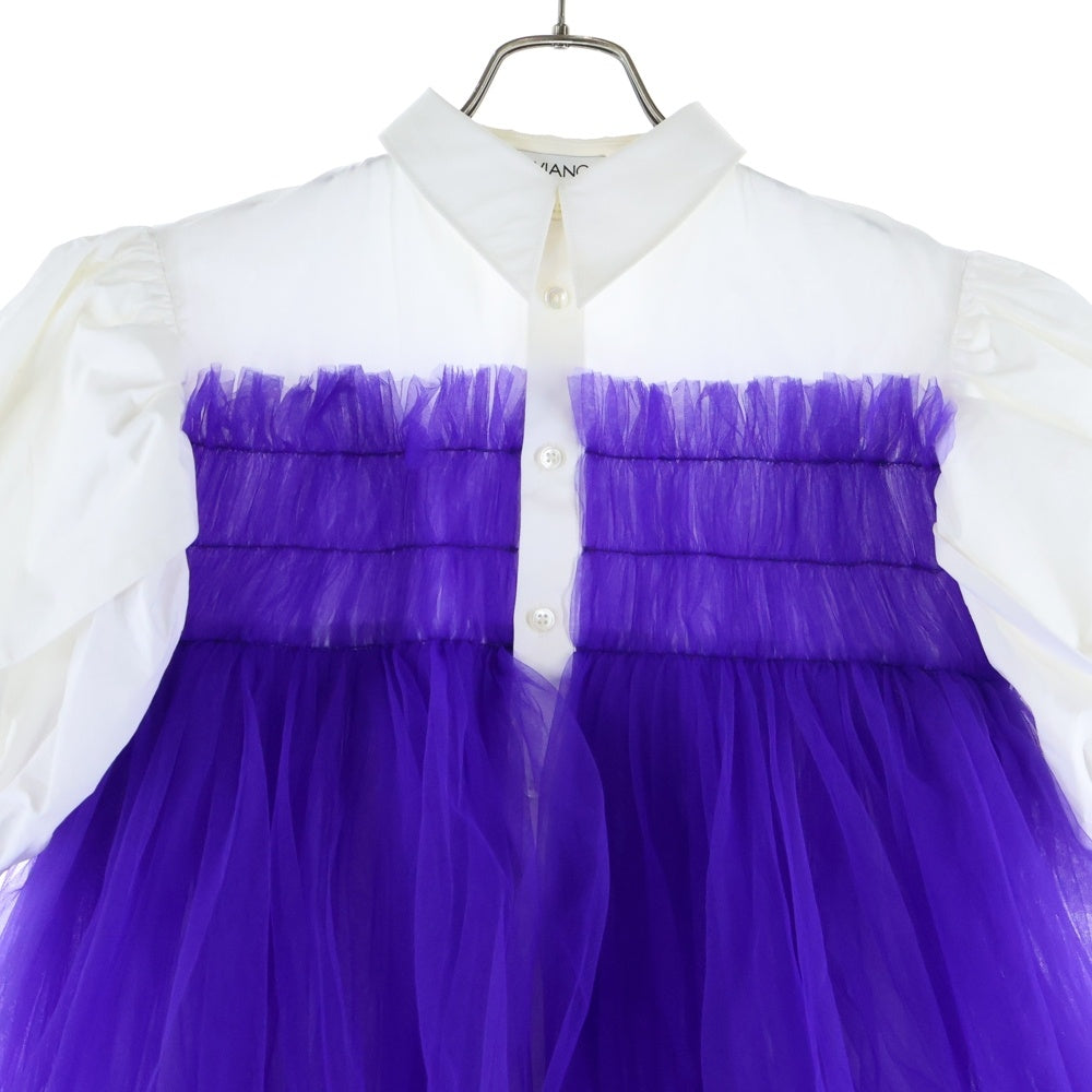 VIVIANO(ヴィヴィアーノ) 23SS Tulle Dress チュールデザイン ドレス ブラウス パープル レディース VS-SS23-SH05