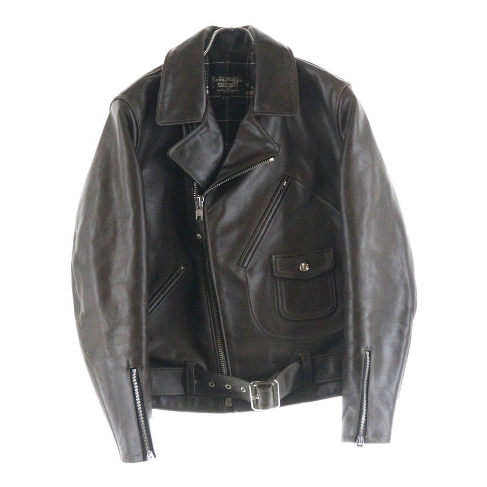 SCHOTT(ショット) D-POCKET RIDERS Dポケット レザーライダースジャケット ブラウン 7824250008