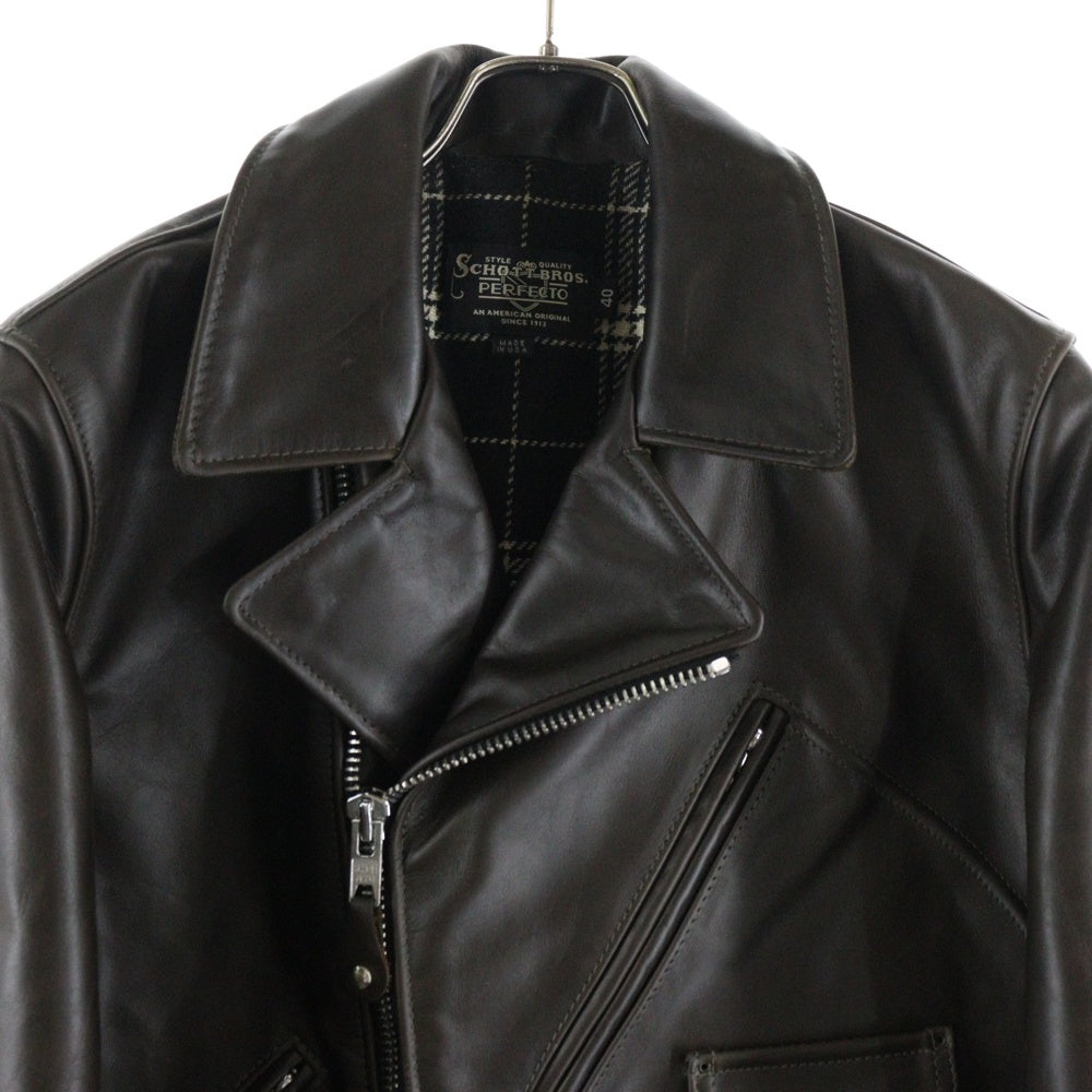 SCHOTT(ショット) D-POCKET RIDERS Dポケット レザーライダースジャケット ブラウン 7824250008