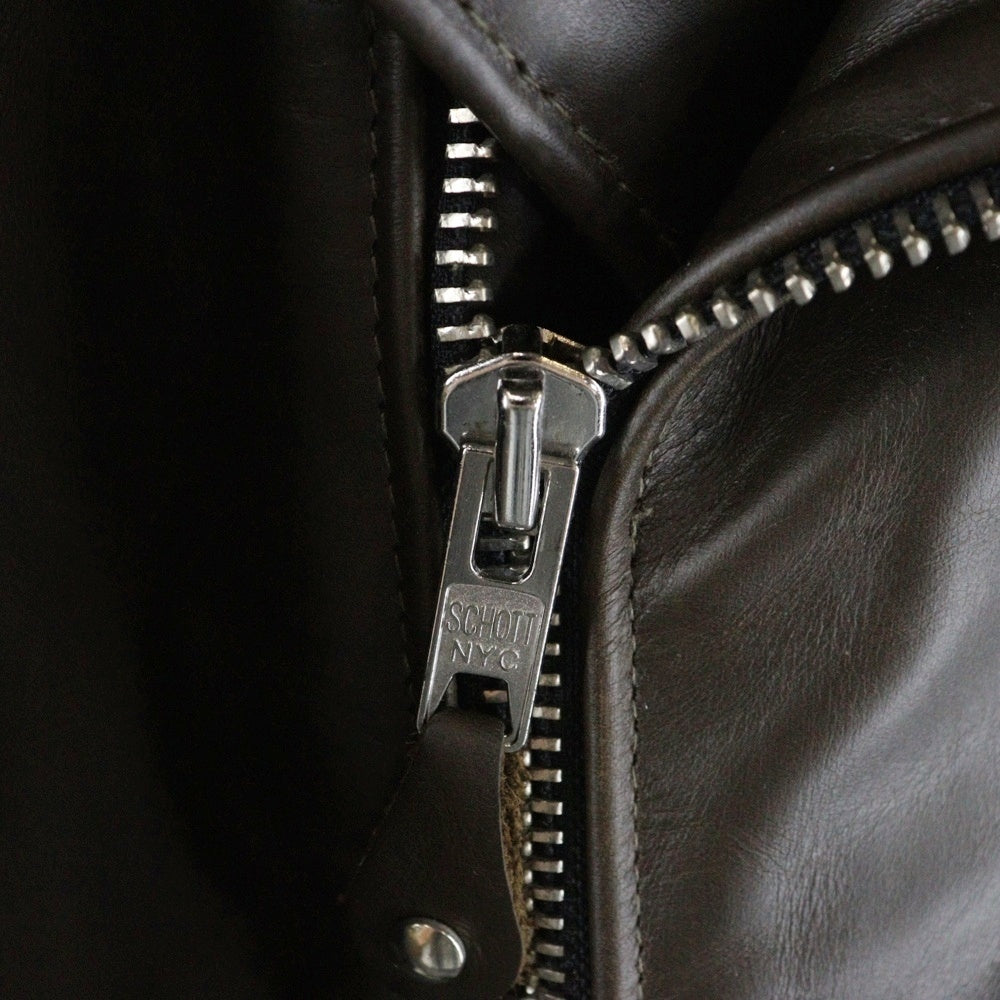 SCHOTT(ショット) D-POCKET RIDERS Dポケット レザーライダースジャケット ブラウン 7824250008