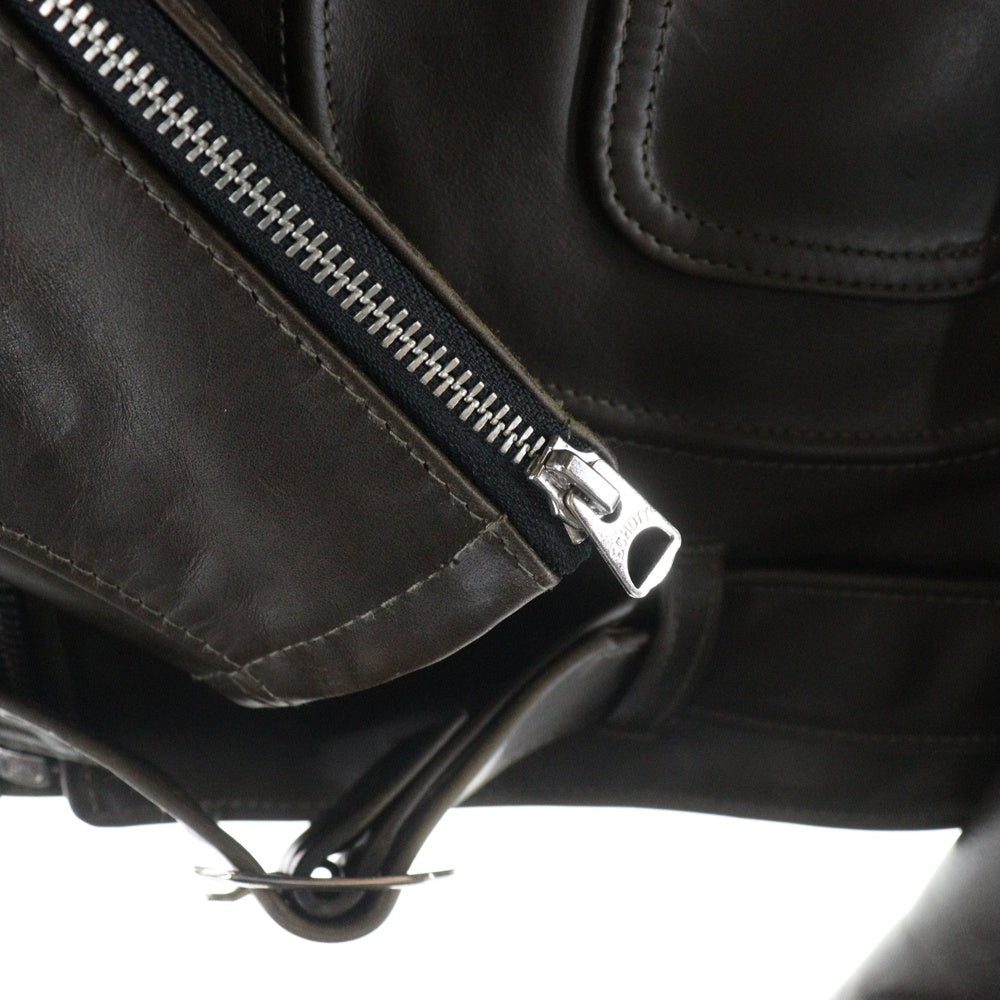 SCHOTT(ショット) D-POCKET RIDERS Dポケット レザーライダースジャケット ブラウン 7824250008