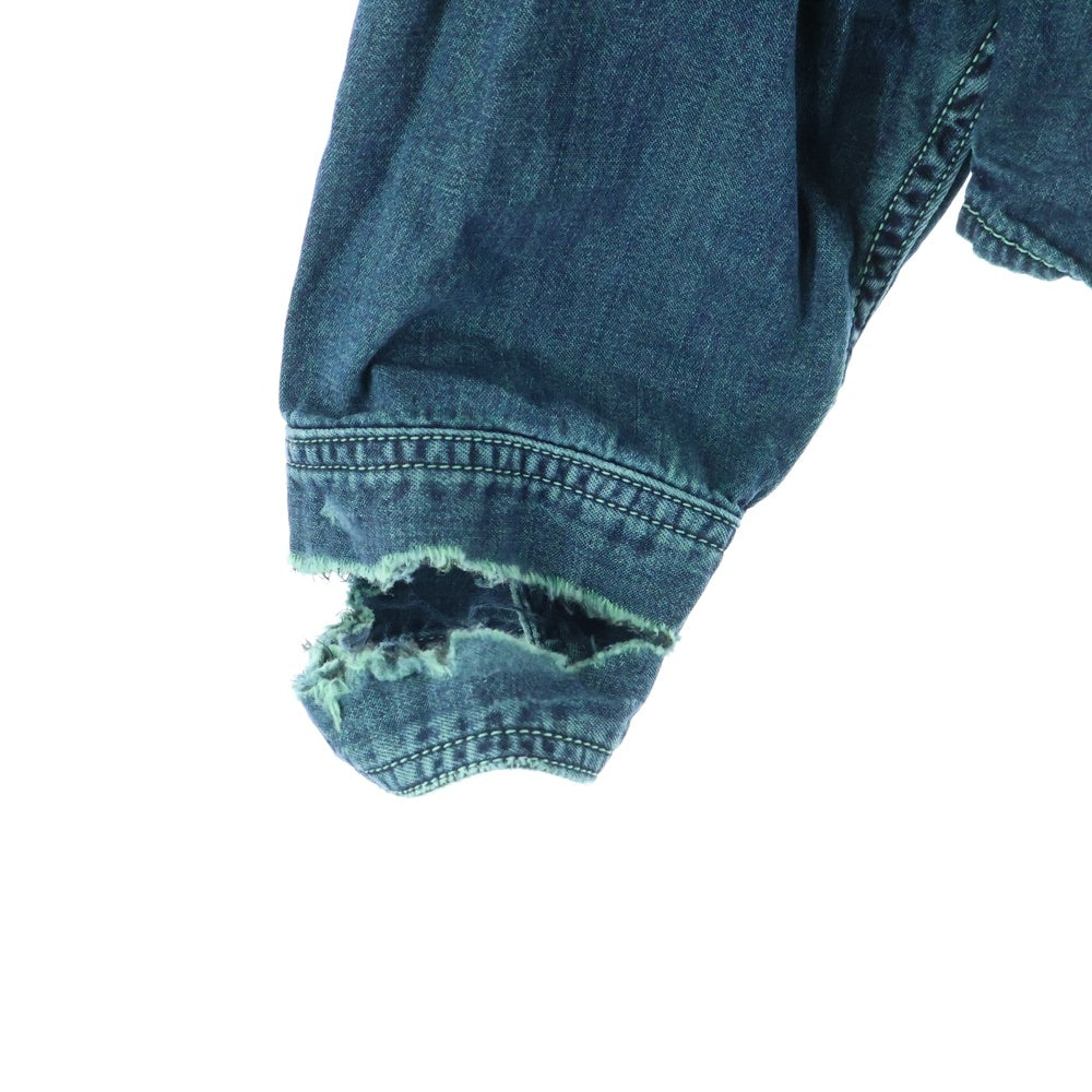 cvtvlist(カタリスト) L/S Shirt バックロゴ ダメージ加工長袖シャツ グリーン