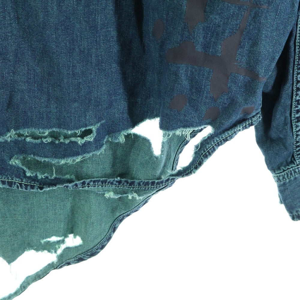 cvtvlist(カタリスト) L/S Shirt バックロゴ ダメージ加工長袖シャツ グリーン