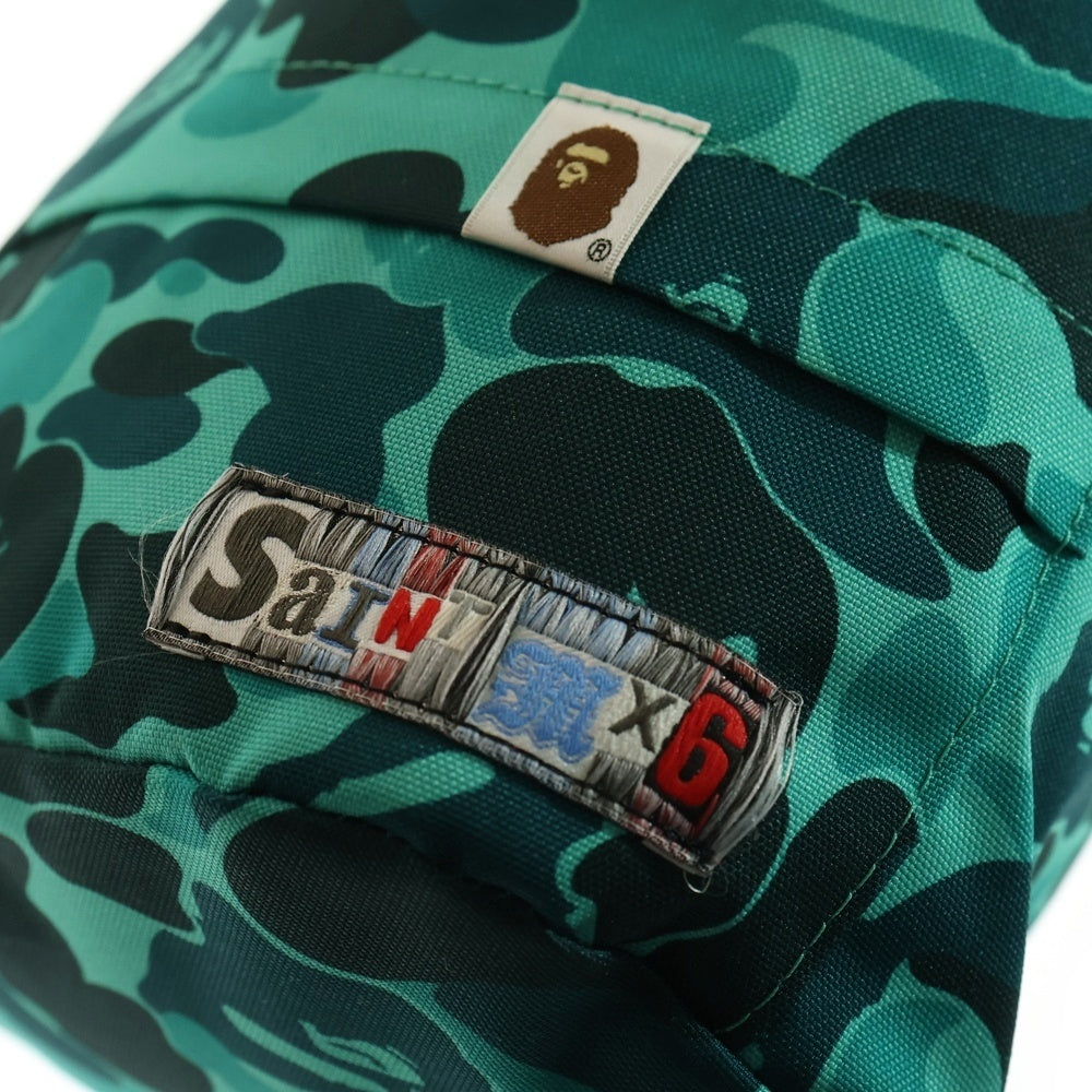 SAINT MICHAEL(セントマイケル) 24SS ×A BATHING APE AP ROPE SNAP BAG アベイシングエイプ カモフラージュ 迷彩巾着バッグ ブルー SM-YS8-0000-C36