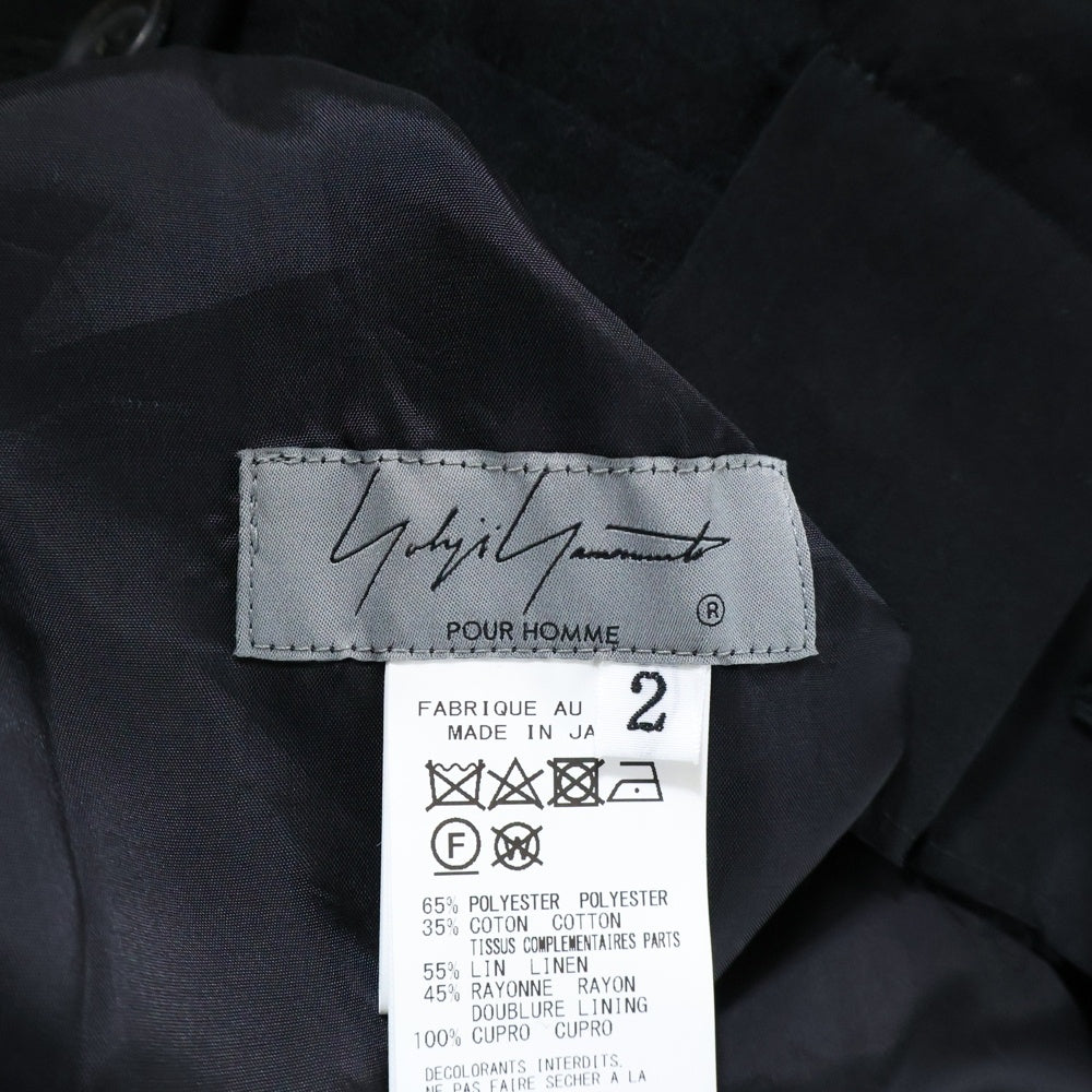 Yohji Yamamoto POUR HOMME(ヨウジヤマモト プールオム) 24SS サルエルプリーツパンツ ワイドスラックスパンツ ブラック HS-P74-825