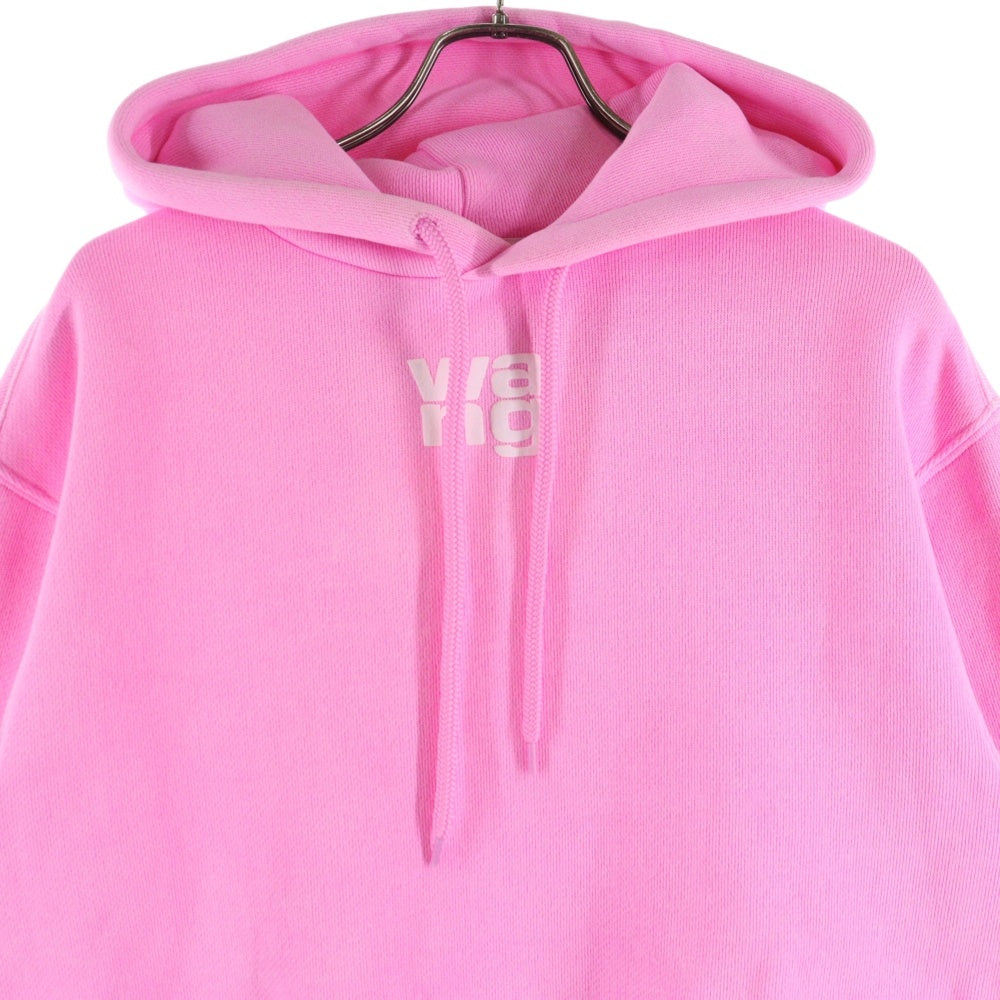 ALEXANDER WANG(アレキサンダーワン) Structured Terry Puff Logo Hoodie プルオーバースウェットパーカー フーディー ピンク 4CC3222069